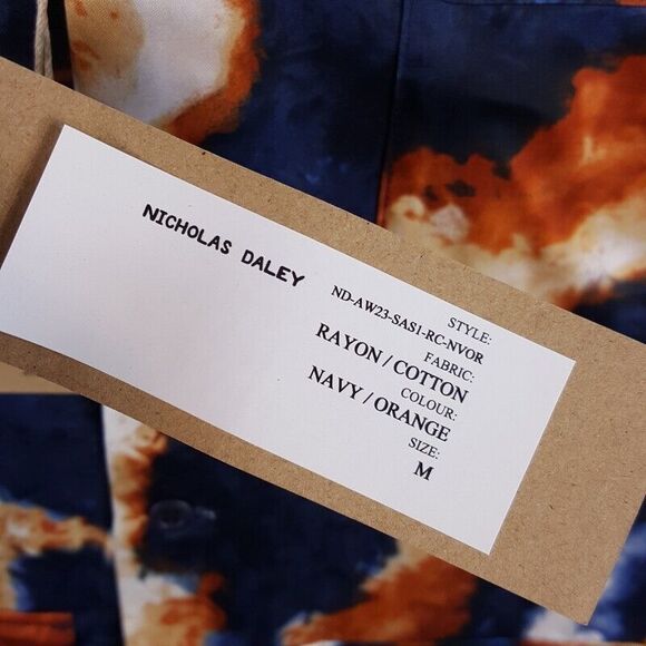 NICHOLAS DALEY Mens Shirt Medium Blue Button Up Utility SUMINIGASHI ALOHA $695 - Picture 8 of 11